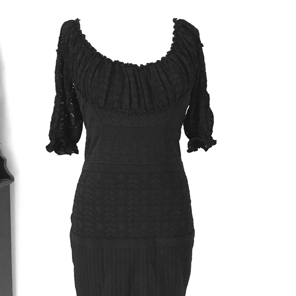 Catherine Malandrino Black Ruffle Dress Large NWOT